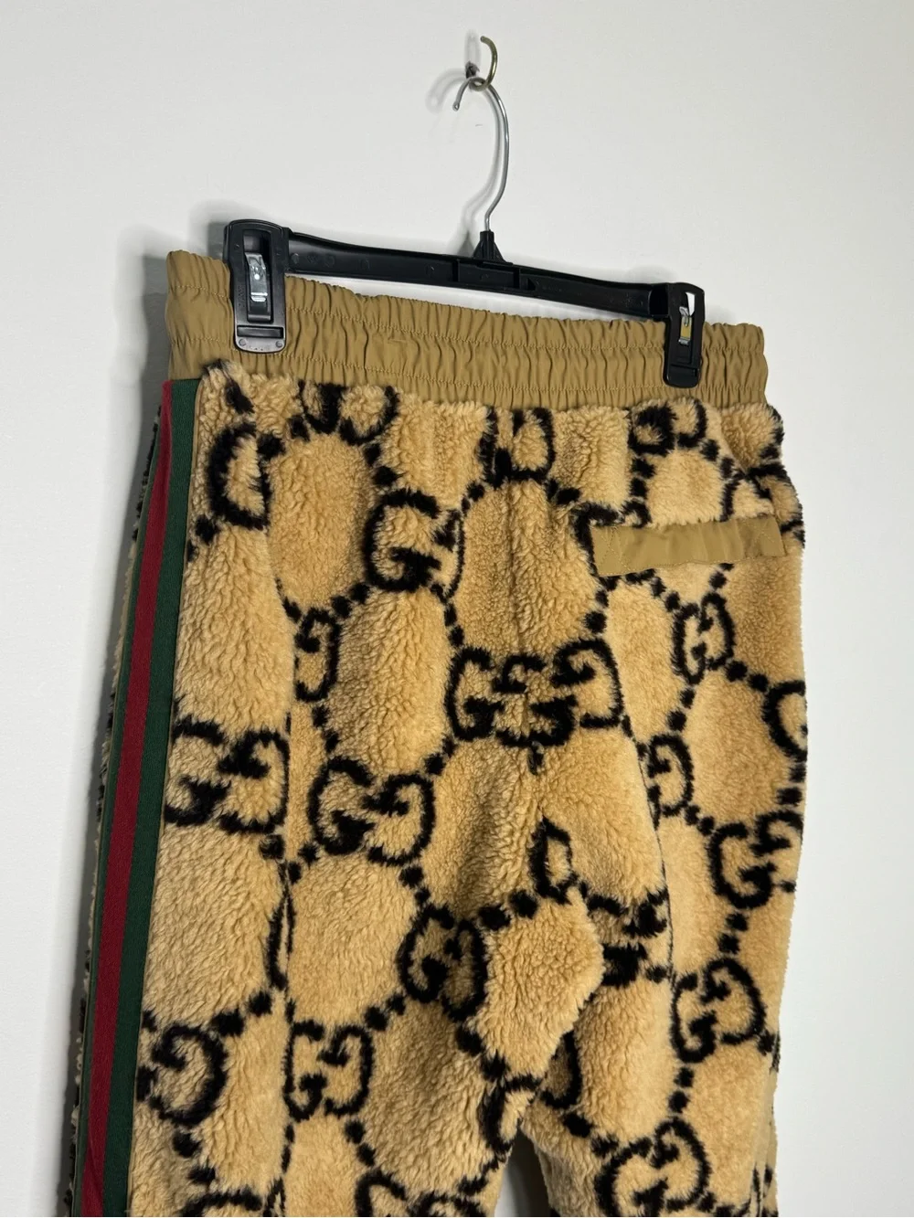 Gucci GG Jacquard Jogging Pants Wool Beige Ebony Striped Men’s Large